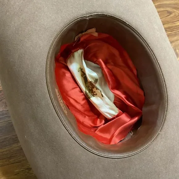 Vintage Willard Hat Co Dark Tan Felt Made in Texas Feather Hat Band Western 60’s - Picture 9 of 10